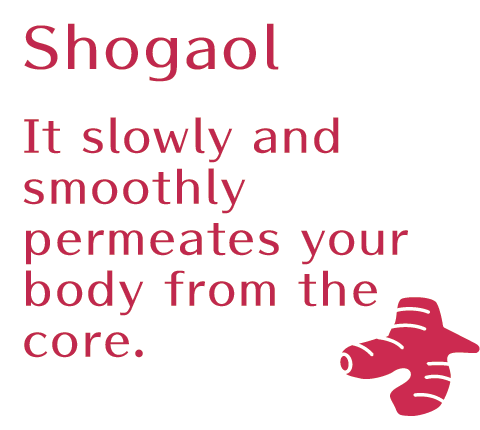 Shogaol.It slowly and smoothly permeates your body from the core.
